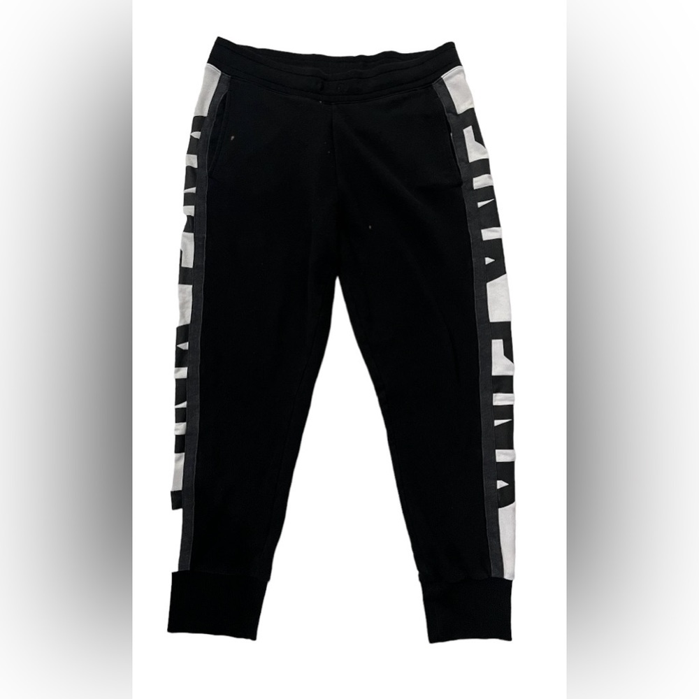 PINK Black/White Skinny Joggers Size: Large